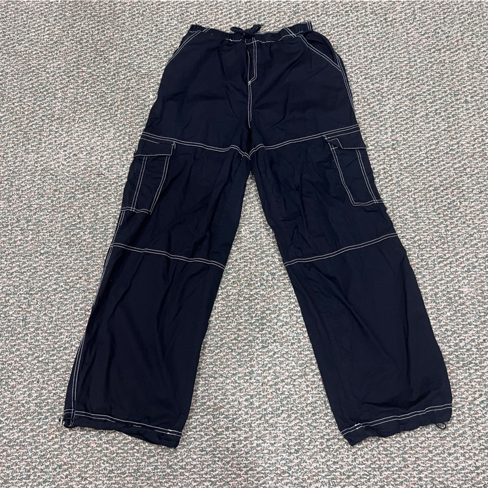 Almost Famous Black Baggy Cinched Waist Cinched Ankle Pants Size Medium Women’s